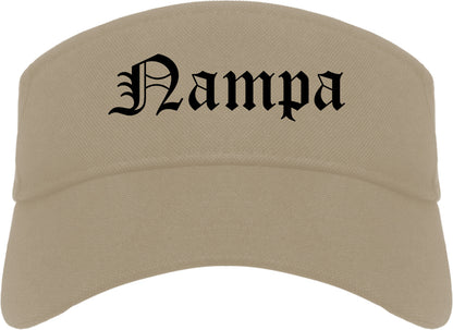 Nampa Idaho ID Old English Mens Visor Cap Hat Khaki