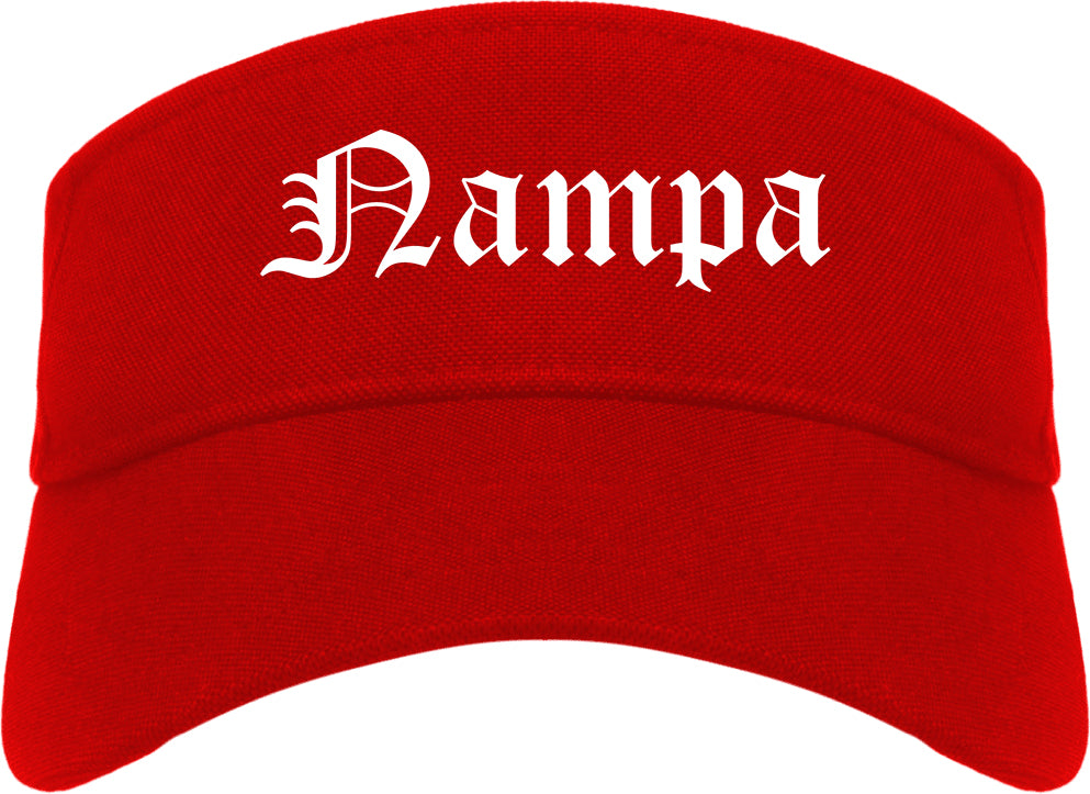 Nampa Idaho ID Old English Mens Visor Cap Hat Red