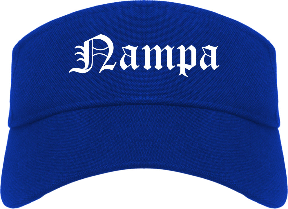 Nampa Idaho ID Old English Mens Visor Cap Hat Royal Blue
