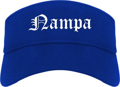 Nampa Idaho ID Old English Mens Visor Cap Hat Royal Blue