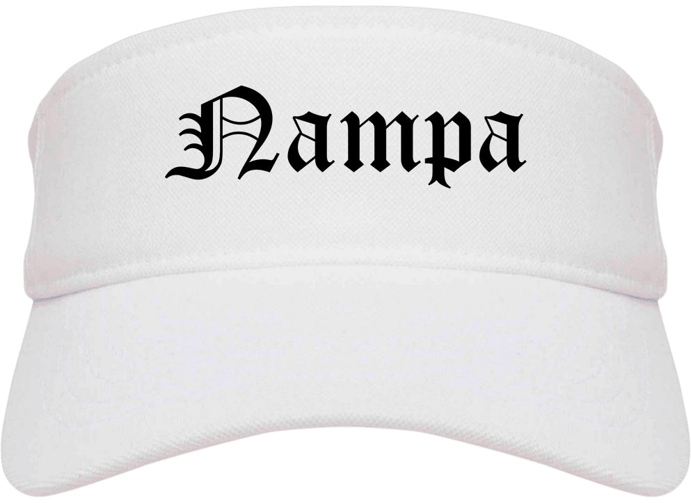 Nampa Idaho ID Old English Mens Visor Cap Hat White