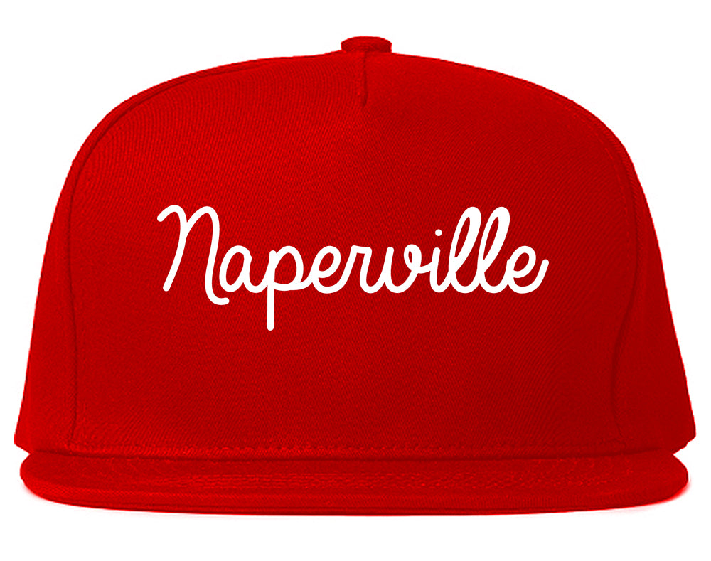 Naperville Illinois IL Script Mens Snapback Hat Red