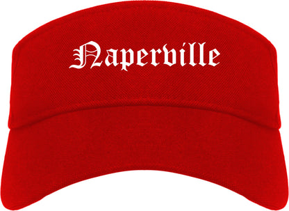 Naperville Illinois IL Old English Mens Visor Cap Hat Red