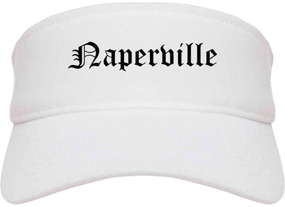 Naperville Illinois IL Old English Mens Visor Cap Hat White