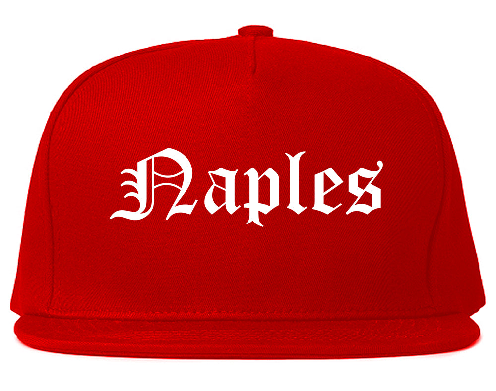 Naples Florida FL Old English Mens Snapback Hat Red