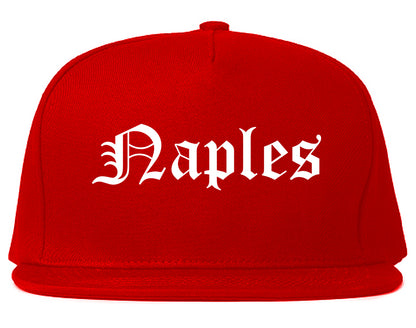 Naples Florida FL Old English Mens Snapback Hat Red