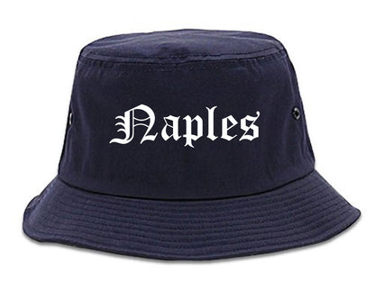 Naples Florida FL Old English Mens Bucket Hat Navy Blue
