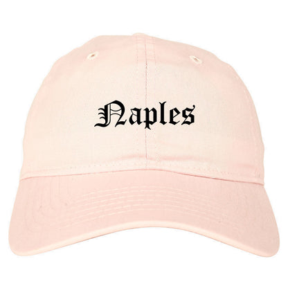 Naples Florida FL Old English Mens Dad Hat Baseball Cap Pink