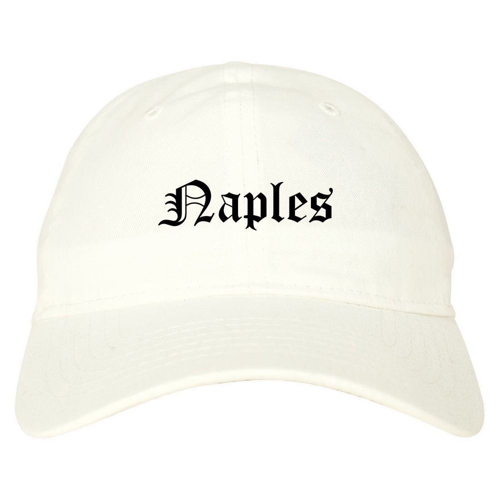 Naples Florida FL Old English Mens Dad Hat Baseball Cap White