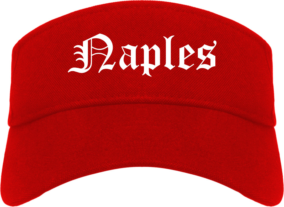 Naples Florida FL Old English Mens Visor Cap Hat Red