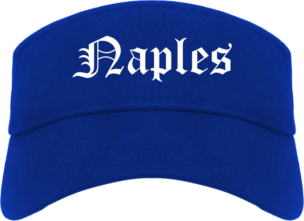 Naples Florida FL Old English Mens Visor Cap Hat Royal Blue