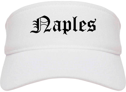 Naples Florida FL Old English Mens Visor Cap Hat White