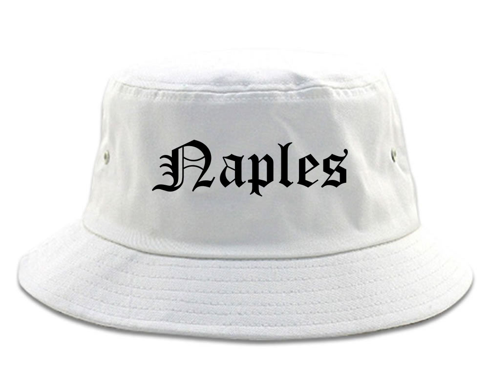 Naples Florida FL Old English Mens Bucket Hat White