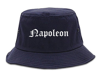 Napoleon Ohio OH Old English Mens Bucket Hat Navy Blue