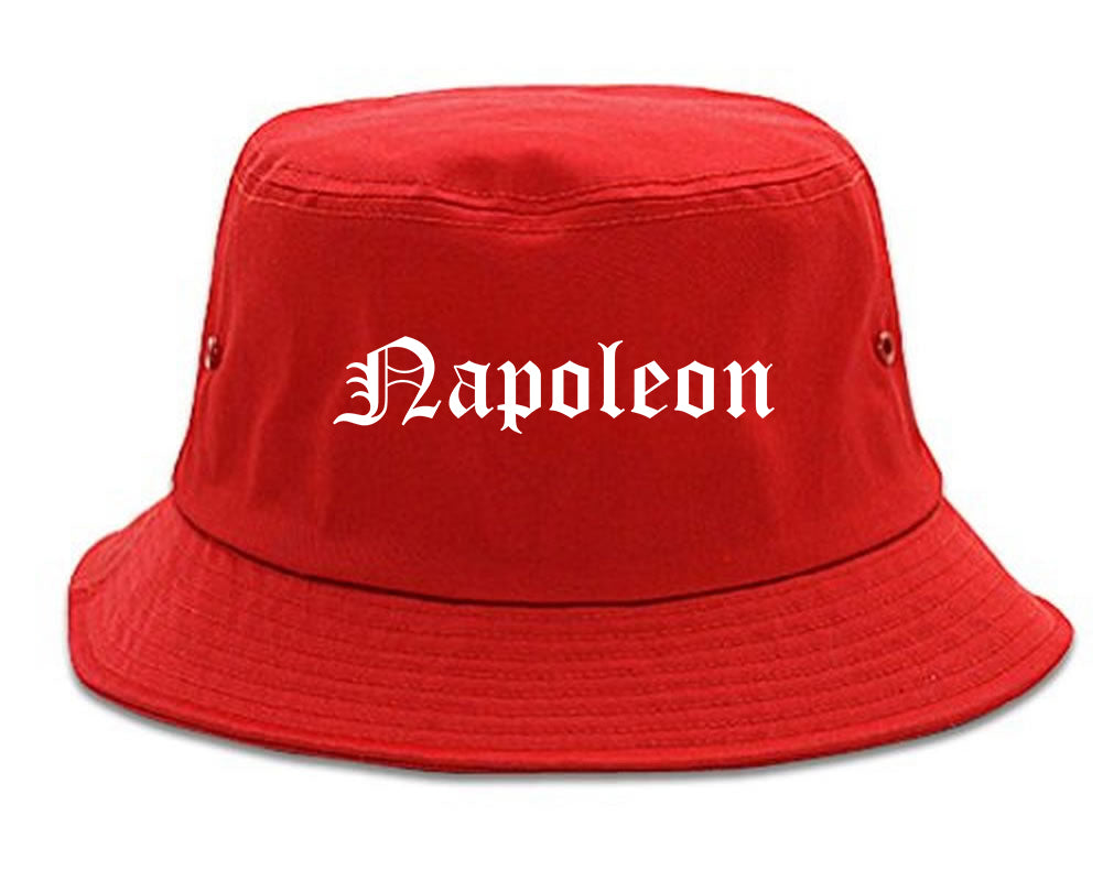 Napoleon Ohio OH Old English Mens Bucket Hat Red
