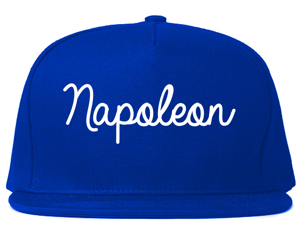 Napoleon Ohio OH Script Mens Snapback Hat Royal Blue
