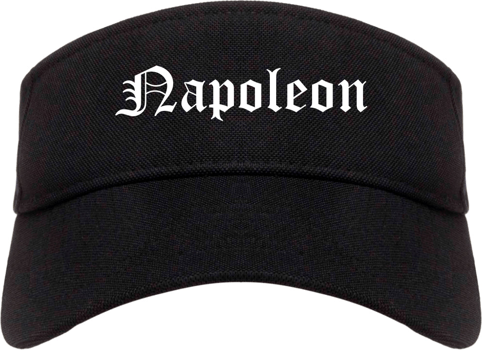 Napoleon Ohio OH Old English Mens Visor Cap Hat Black