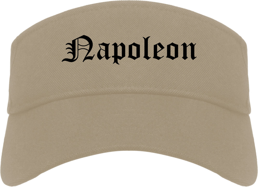 Napoleon Ohio OH Old English Mens Visor Cap Hat Khaki