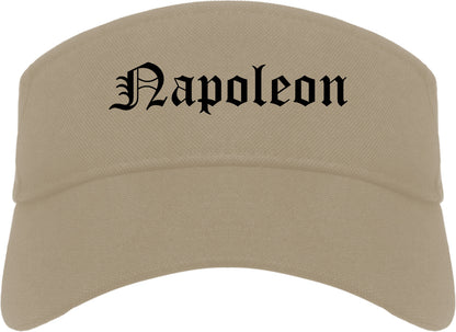 Napoleon Ohio OH Old English Mens Visor Cap Hat Khaki