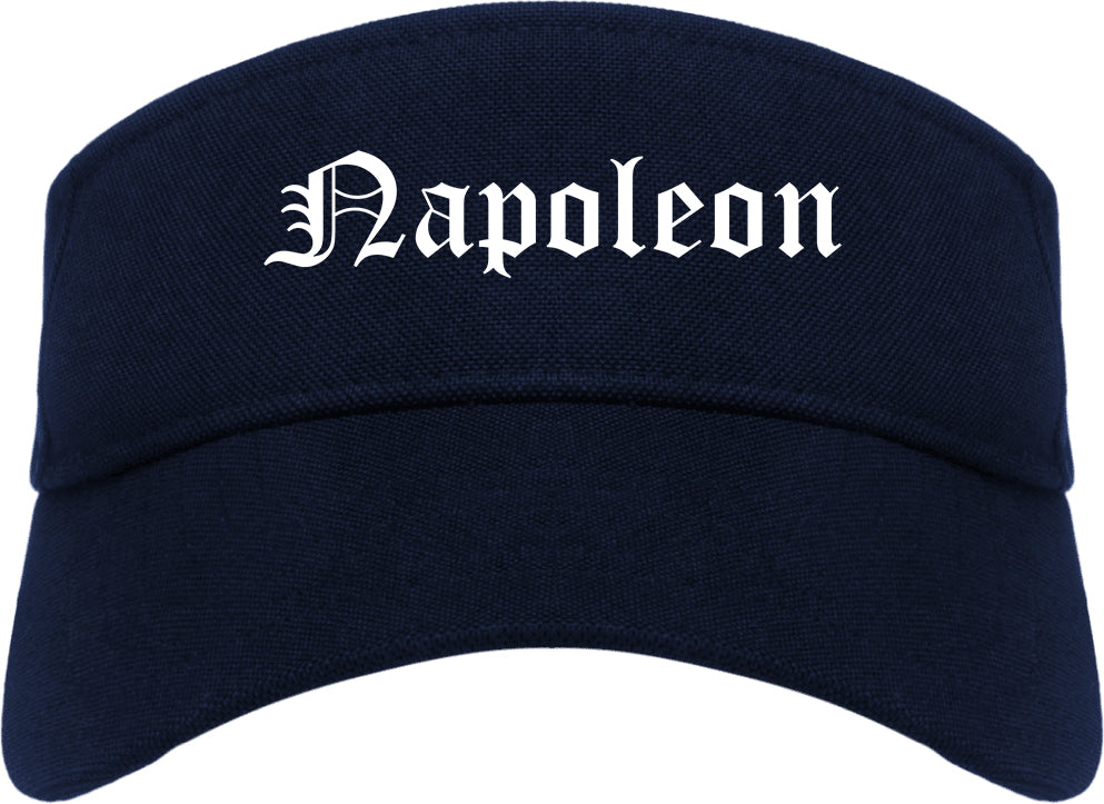 Napoleon Ohio OH Old English Mens Visor Cap Hat Navy Blue