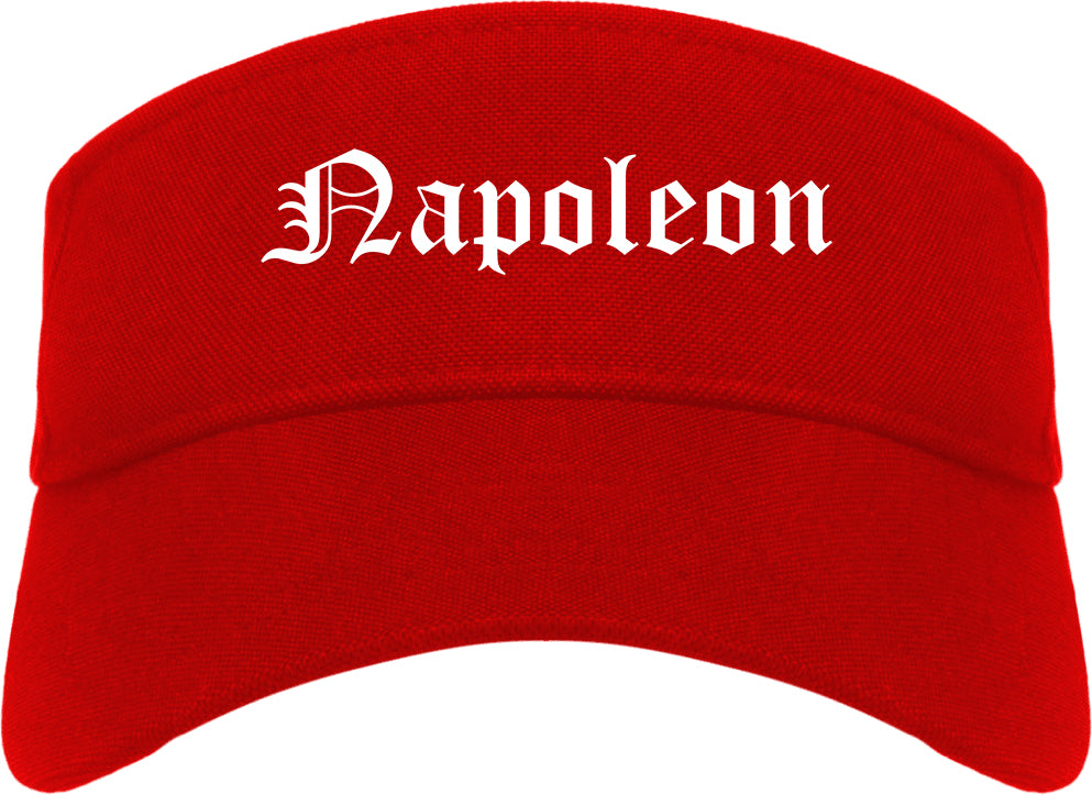Napoleon Ohio OH Old English Mens Visor Cap Hat Red
