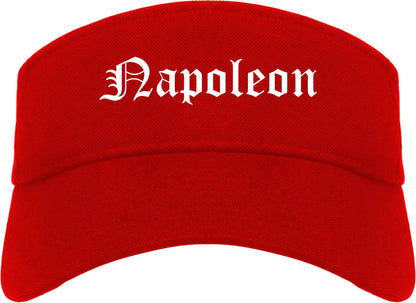 Napoleon Ohio OH Old English Mens Visor Cap Hat Red