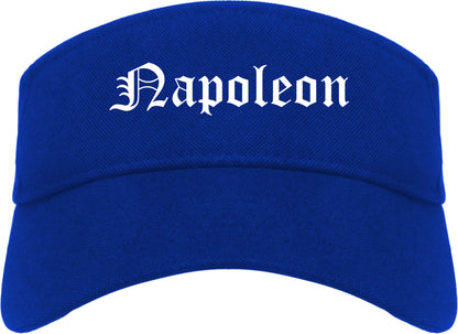 Napoleon Ohio OH Old English Mens Visor Cap Hat Royal Blue