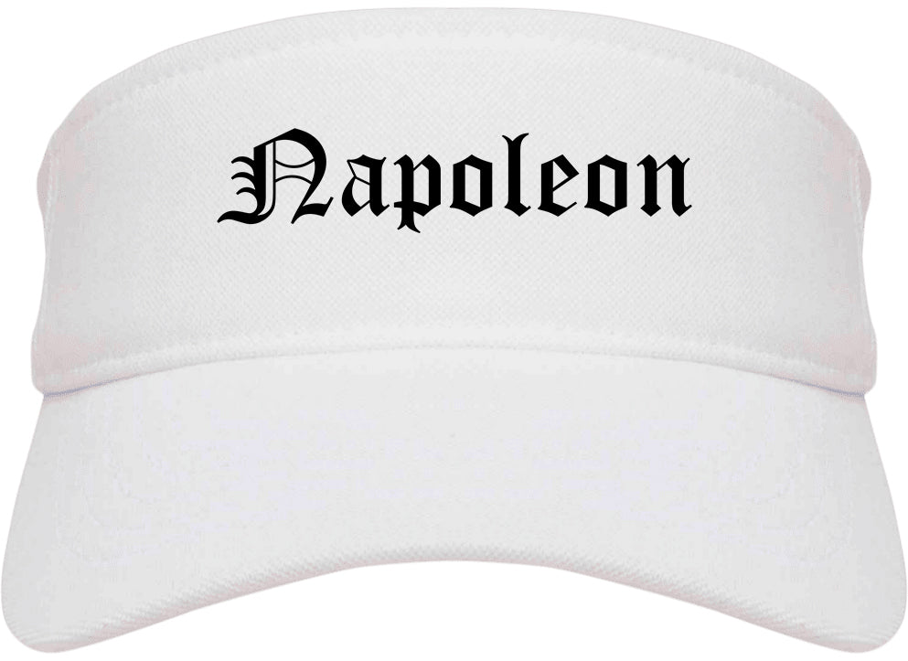 Napoleon Ohio OH Old English Mens Visor Cap Hat White
