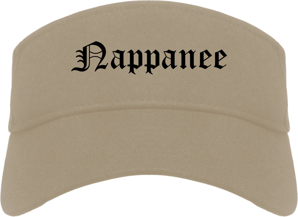 Nappanee Indiana IN Old English Mens Visor Cap Hat Khaki