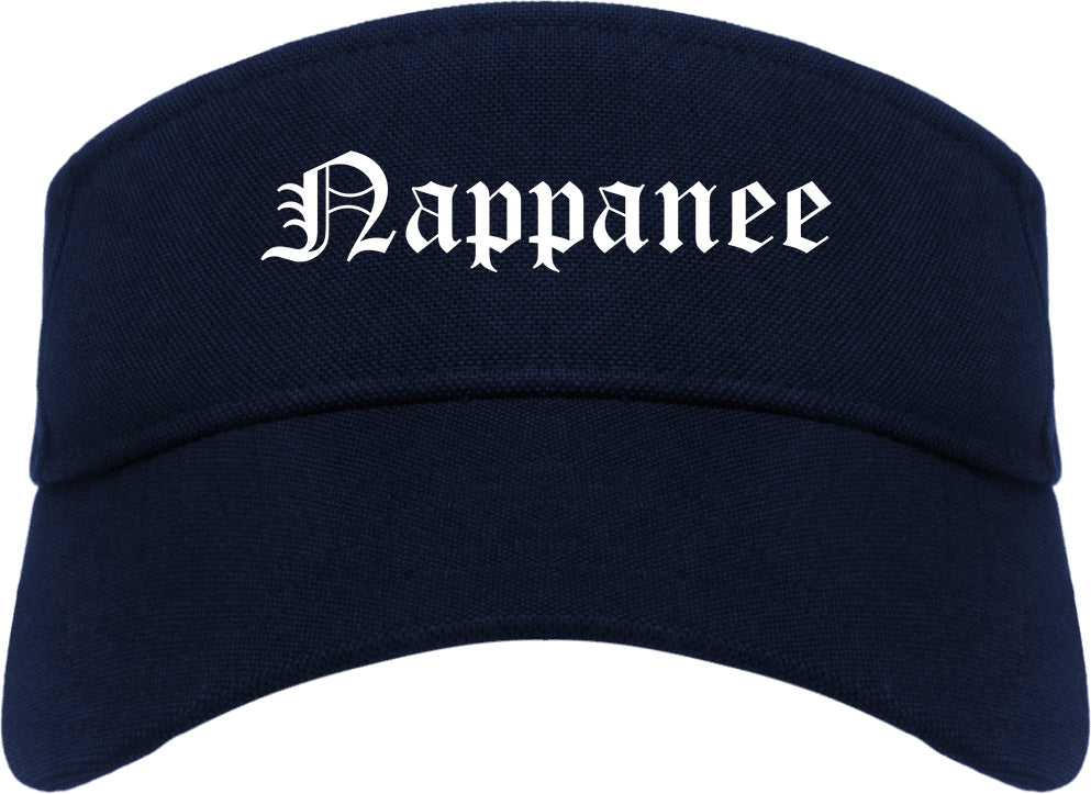 Nappanee Indiana IN Old English Mens Visor Cap Hat Navy Blue