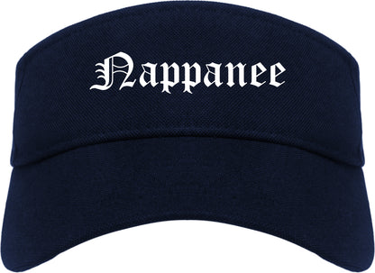 Nappanee Indiana IN Old English Mens Visor Cap Hat Navy Blue