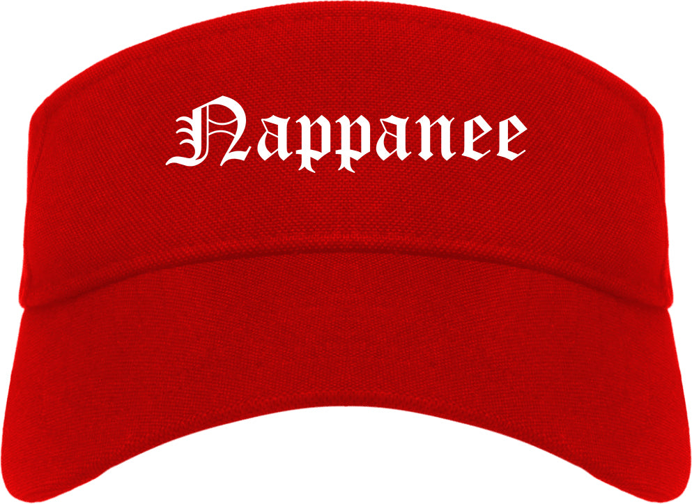 Nappanee Indiana IN Old English Mens Visor Cap Hat Red