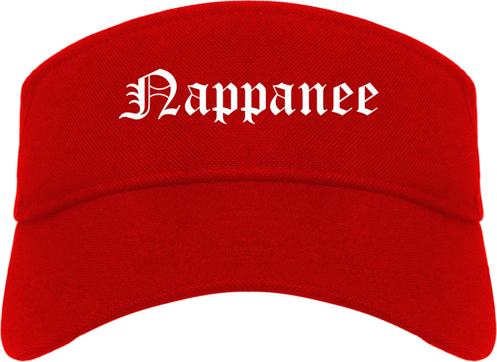 Nappanee Indiana IN Old English Mens Visor Cap Hat Red