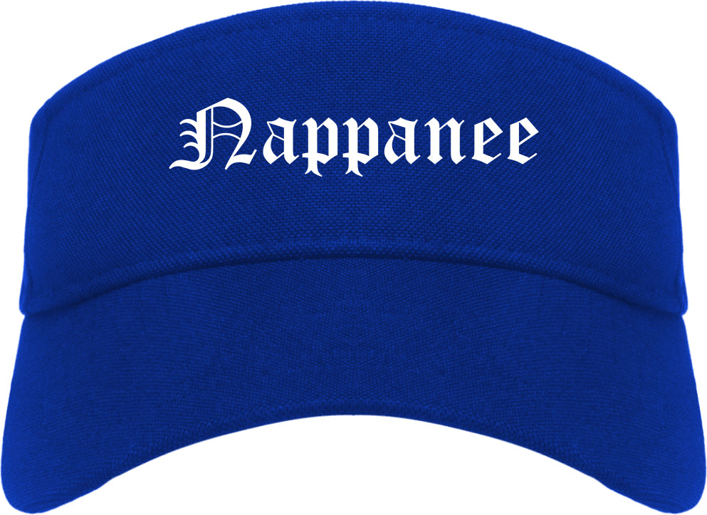 Nappanee Indiana IN Old English Mens Visor Cap Hat Royal Blue