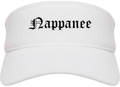 Nappanee Indiana IN Old English Mens Visor Cap Hat White
