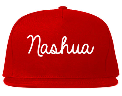 Nashua New Hampshire NH Script Mens Snapback Hat Red