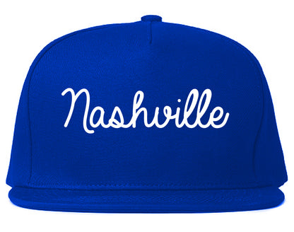 Nashville Arkansas AR Script Mens Snapback Hat Royal Blue