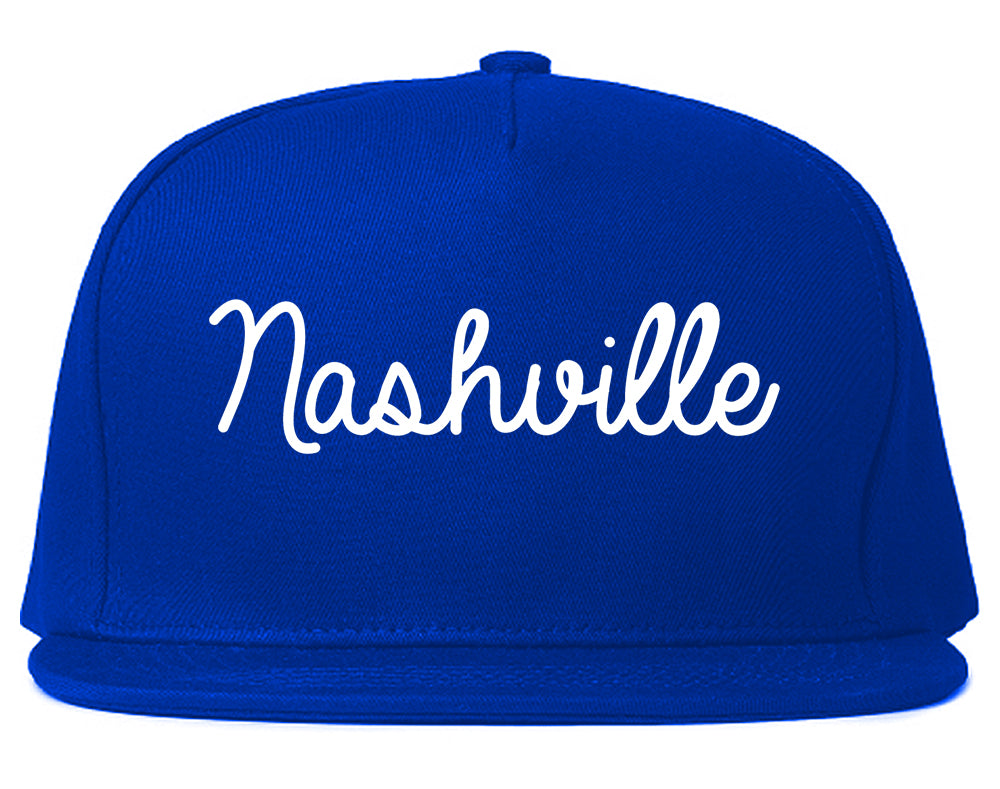 Nashville Arkansas AR Script Mens Snapback Hat Royal Blue