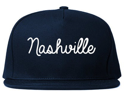 Nashville North Carolina NC Script Mens Snapback Hat Navy Blue