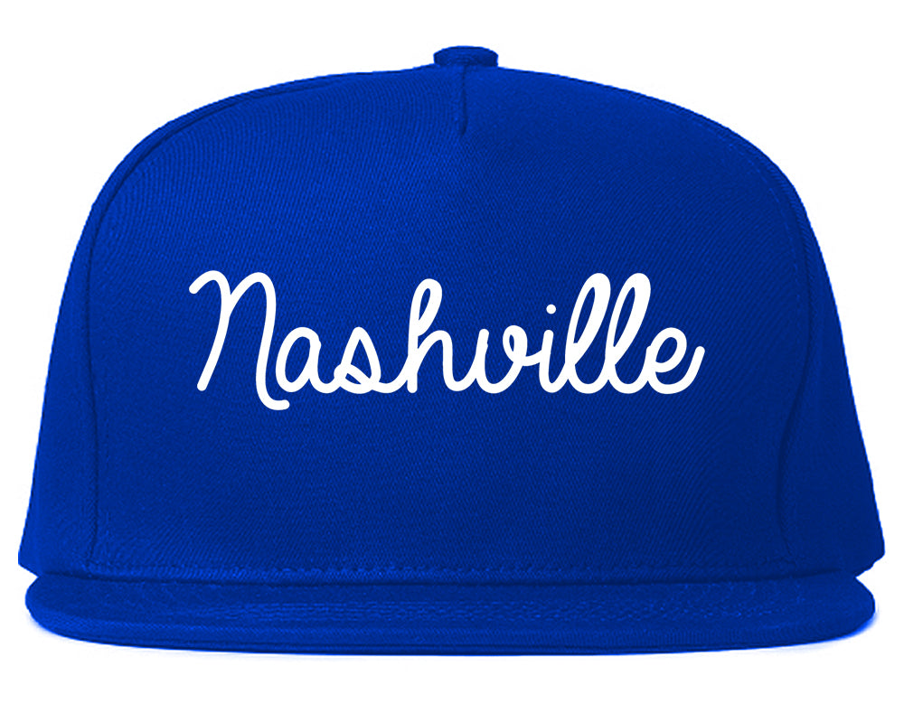 Nashville North Carolina NC Script Mens Snapback Hat Royal Blue