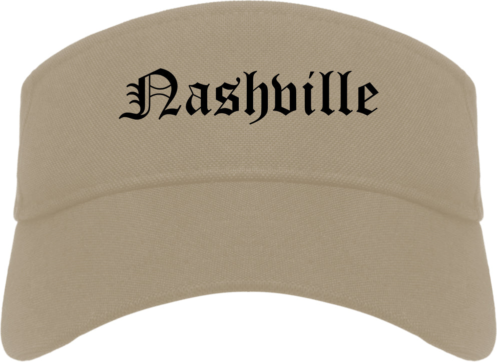 Nashville Tennessee TN Old English Mens Visor Cap Hat Khaki