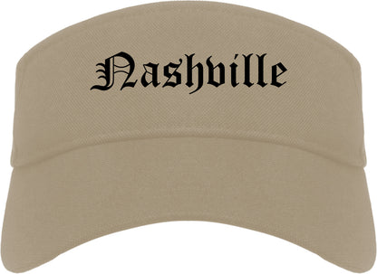 Nashville Tennessee TN Old English Mens Visor Cap Hat Khaki