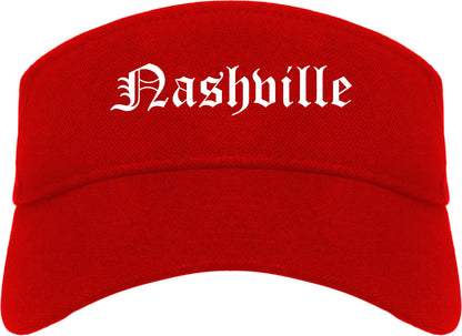 Nashville Tennessee TN Old English Mens Visor Cap Hat Red