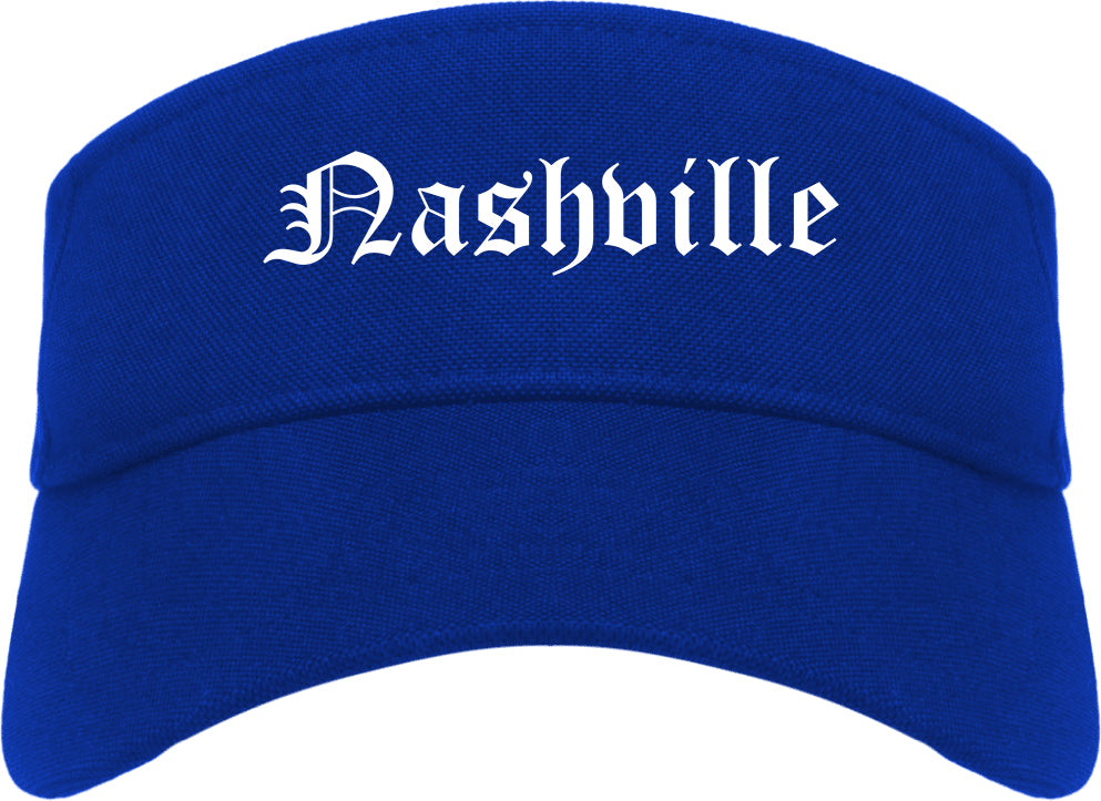 Nashville Tennessee TN Old English Mens Visor Cap Hat Royal Blue