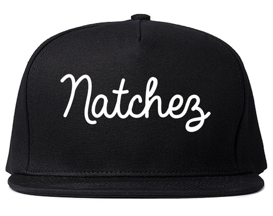 Natchez Mississippi MS Script Mens Snapback Hat Black