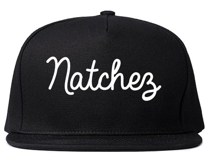 Natchez Mississippi MS Script Mens Snapback Hat Black