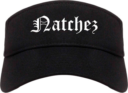 Natchez Mississippi MS Old English Mens Visor Cap Hat Black