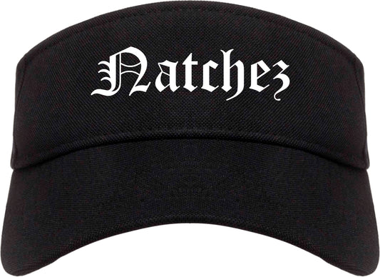 Natchez Mississippi MS Old English Mens Visor Cap Hat Black