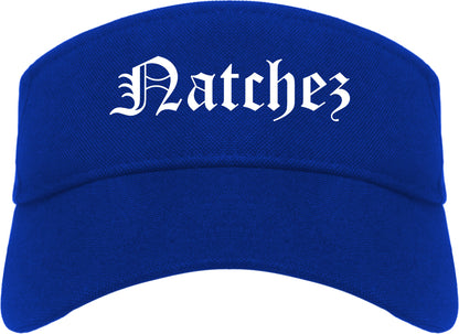 Natchez Mississippi MS Old English Mens Visor Cap Hat Royal Blue