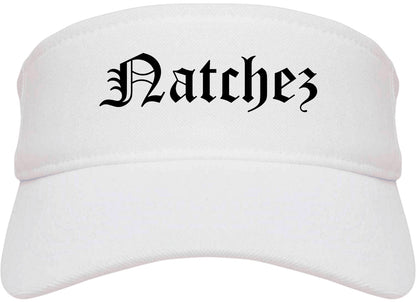 Natchez Mississippi MS Old English Mens Visor Cap Hat White